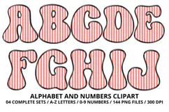 Stripes Alphabet Letters & Numbers Clipart PNG 300DI Product Image 2