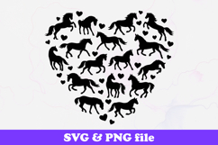 Horse Love Heart Silhouette SVG PNG Product Image 1