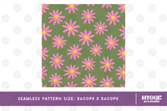 Retro Flowers Seamless Pattern Floral Png Sublimation Daisy Product Image 2