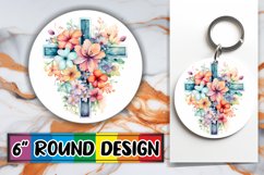 Watercolor Crosses with Flowers Keyring Set Product Image 1