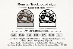 Monster Truck Round Sign SVG for Laser Cut Name Decor Product Image 5