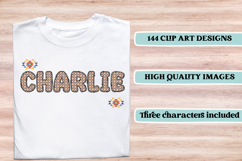 Boho tribal Alphabet png clipart, boho letters doodle Product Image 6