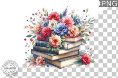 Books Flowers Sublimation- Clipart PNG Design Product Image 1