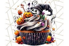 Halloween Cupcake PNG Clipart with Witch Hats and Ghosts Product Image 4