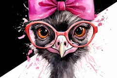 Funny Ostrich PNG with Pink Bow & Glasses Product Image 2