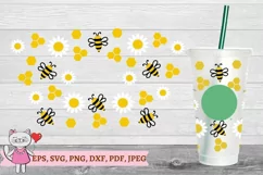 Honey bee svg ,Daisy svg for Full Wrap Venti Cold Cup 24 oz Product Image 2