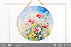 Flowers Door Sign Sublimation. Summer Door Sign Design Product Image 1