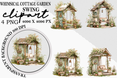 Whimsical Cottage Garden Swing Clipart Png Product Image 1