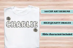Black and Gold Alphabet png clipart, gold letters doodle Product Image 6