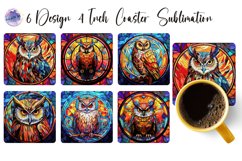 Stained Glass Square Coaster Sublimation Designs PNG Product Image 13