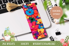 Colorful Flowers Bookmark Design, Floral Bookmark Template Product Image 1