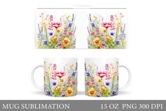 Wildflowers Mug Design. Flowers Mug Sublimation Product Image 1
