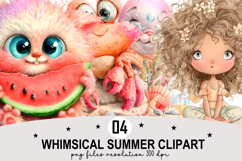 Whimsical Summer Clipart Watercolor png Product Image 1
