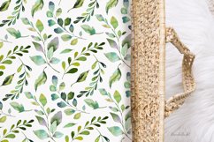 Watercolor Greenery Leaves. Tropical Scrapbook Papers Set 6 Product Image 3