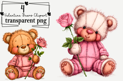 Valentine Bears Clipart Watercolor PNG Product Image 1