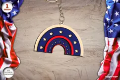 4th of July Rainbow Keychain Laser Cut | Keyrings | SVG Product Image 1
