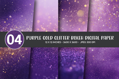 Purple Gold Glitter Bokeh Digital Paper Product Image 1
