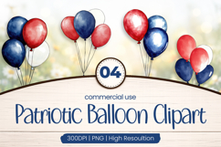 Patriotic Balloon Clipart PNG Product Image 1