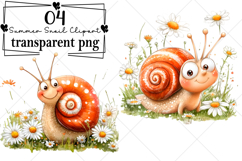 Whimsical Summer Snail Clipart Watercolor PNG Product Image 1