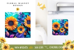 Flowers Magnet Template, Paper Sunflowers Magnet Design Product Image 1