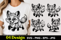 Running Fox Cartoon SVG PNG Product Image 1