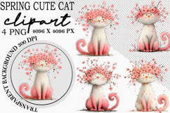 Whimsical Spring Cute Cat Clipart Product Image 1