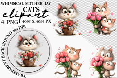 Whimsical Mother Day Cats Clipart Png Product Image 1