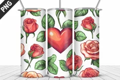 Rose Tumbler Sublimation | Valentine's Day Tumbler Wrap Product Image 3