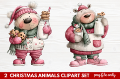 Christmas Animals Clipart Set | Cute Festive Wildlife PNG Product Image 1