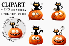 Quirky Halloween Pumpkins PNG Clipart Watercolor PNG Product Image 1