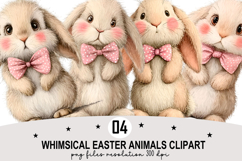 Whimsical Easter Animals Clipart Watercolor Easter Bunny PNG Product Image 1