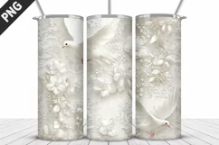 3D Christmas Doves Tumbler Wrap - 20 Oz Skinny Tumbler PNG Product Image 4