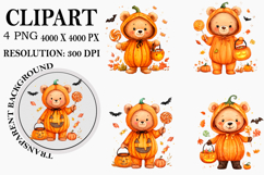 Halloween Bear Clipart Watercolor PNG Product Image 1