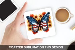 4Th Of July Butterfly- Coaster Sublimation Design Product Image 1
