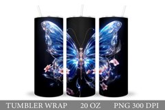 3D Butterfly Tumbler Sublimation. Flowers Tumbler Design Product Image 1