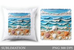 3D Sea Pillow Sublimation. Sea Pillow Design Product Image 1
