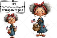 Whimsical July 4th Old Women Clipart Watercolor PNG Product Image 1