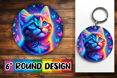 Cozy Round Keychain PNG Magic, Cat Product Image 1