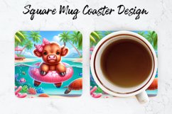 Highland Cow Mug coaster | Coaster | Sublimation Design Product Image 1