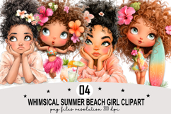 Whimsical Summer Beach Girl Clipart Watercolor PNG Product Image 1