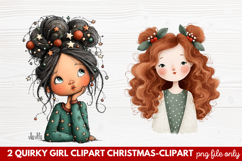 Quirky Girl Christmas Clipart | Fun Holiday Girl PNG Product Image 1