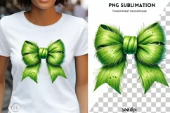Green Coquette Christmas Bow PNG | Cute Christmas Product Image 1