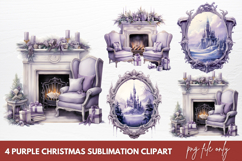 Purple Christmas Sublimation clipart Product Image 1