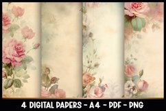 4 Digital Papers Vintage Florals I Vintage Theme Product Image 1