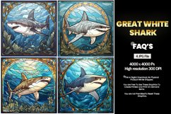 Great White Shark Stained Glass Square Coaster - 4 Variation Product Image 2