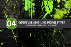 Cyberpunk Neon Lime Digital Paper Product Image 1