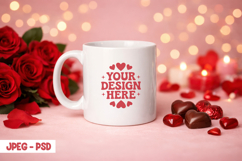 Valentine Mug With Roses PSD JPEG Mockup Product Image 1