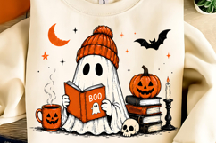 Vintage Halloween Ghost Witch PNG, Ghost Coffee PNG, Spooky Product Image 4