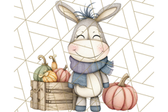 Fall Farm Animal Clipart, Autumn Barnyard PNG Illustrations Product Image 4