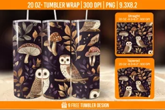 Cute Owl Seemless Tumbler Wrap Designs, Sublimation Wrap Product Image 1